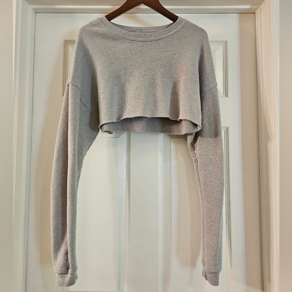 Alo Yoga Super Cropped Sweatshirt - Athletic Gray